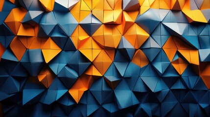 Abstract Blue and Orange Geometric 3D Wall Art