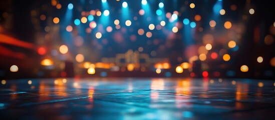 Blurred Empty Stage with Spotlights at a Prestigious Music Award Grammy Ceremony