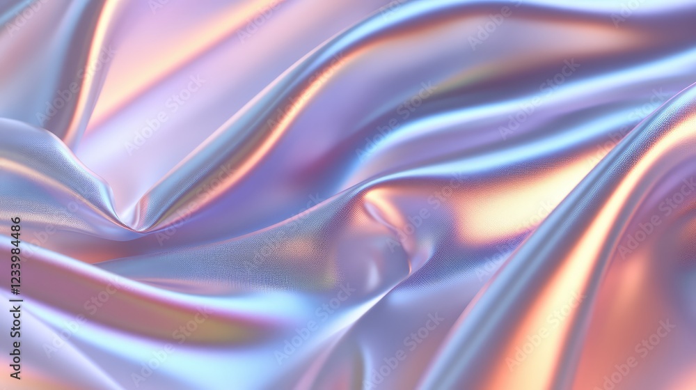 Poster abstract holographic gradient in soft pastel rainbow hues, creating a dreamy and futuristic effect w