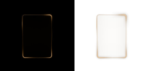 Glowing gold frame with a subtle neon effect on a transparent background. Ideal for UI design, luxury concepts, banners, and digital art. High-quality PNG for creative projects and elegant visuals.