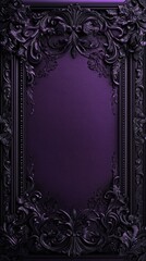 Obraz premium Ornate dark purple frame with intricate carvings.