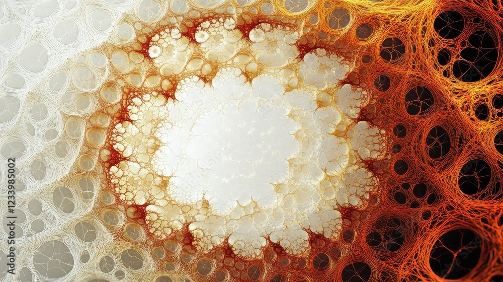 Poster Abstract nanotech background with fine interconnected particles and digital effects, leaving plenty of space in the center for text or design placement.
