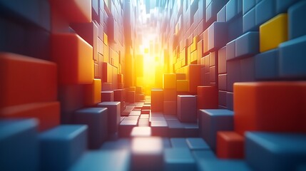 Abstract Colorful Cube Corridor Pathway Light