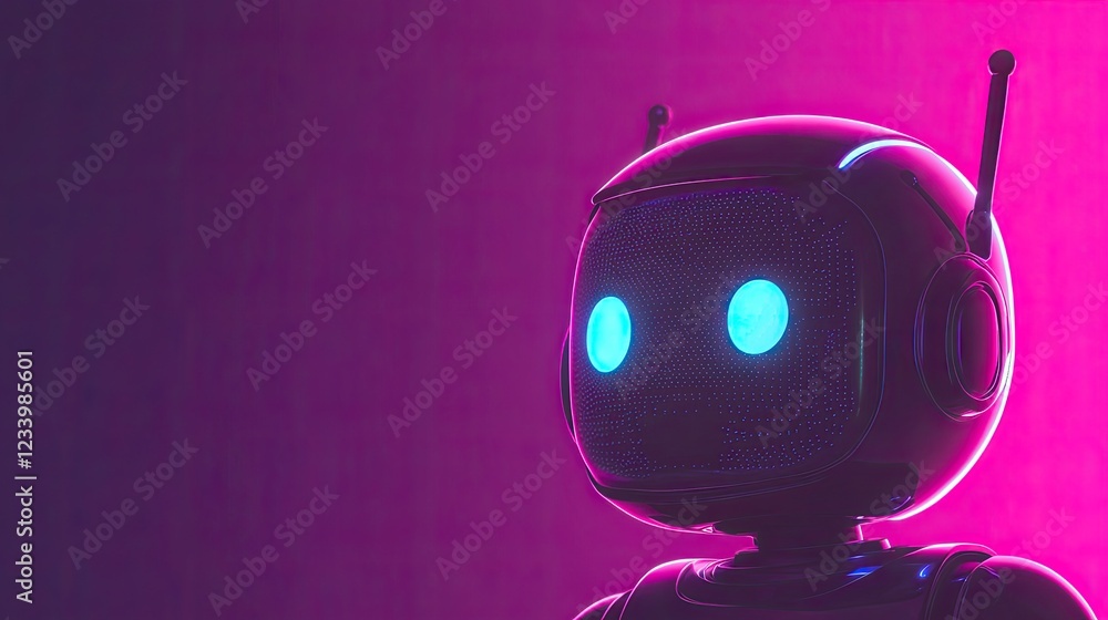 Poster a glowing ai-powered chatbot interface for business automation, high-tech style, and copy space.