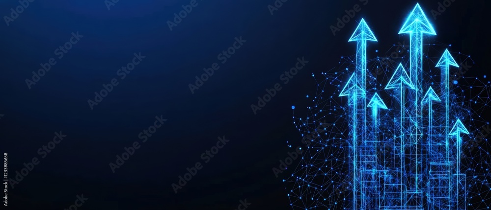 Aufkleber blue and black background with a line of arrows pointing right in a modern design concept