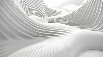 Abstract white waves create a smooth, flowing landscape with a serene and minimalist aesthetic.