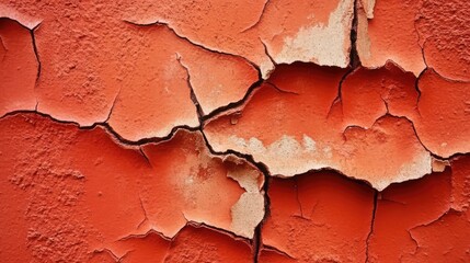 Aged red rusted surface with deep cracks, visible oxidation, and peeling paint, leaving an open space for creative designs or text.