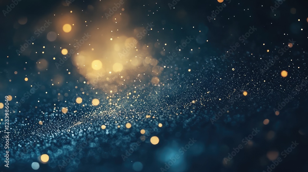 Aufkleber blurred abstract city lights creating a dynamic and energetic bokeh effect in shades of blue and gol