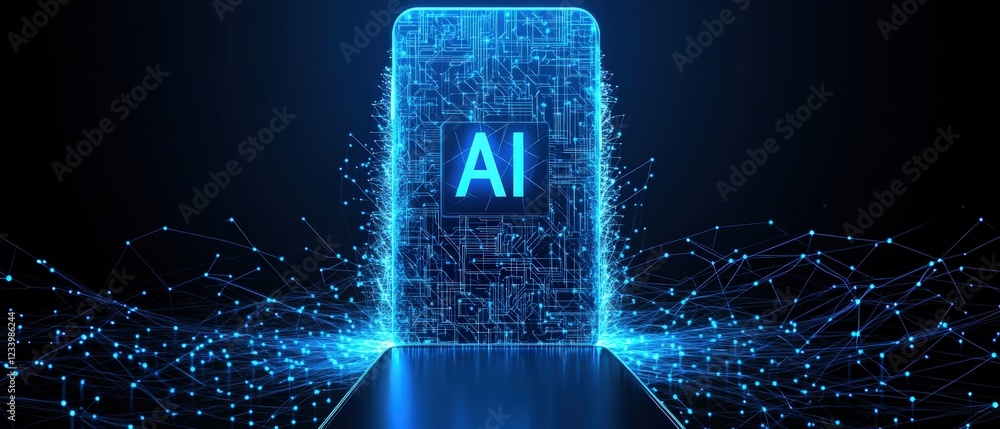 Aufkleber smartphone with visible circuit board design integrated into the middle of the device for technology