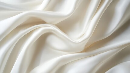 Obraz premium An elegant white silk wave drapery creates a flowing, abstract background with a smooth, textured appearance. The gentle undulations of the fabric evoke a sense of grace and sophistication.