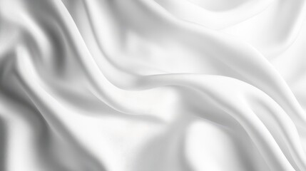 Obraz premium An elegant white silk wave drapery creates a flowing, abstract background with a smooth, textured appearance. The gentle undulations of the fabric evoke a sense of grace and sophistication.