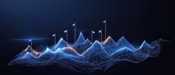 Abstract geometric pattern with multiple overlapping polygons in various colors and shapes