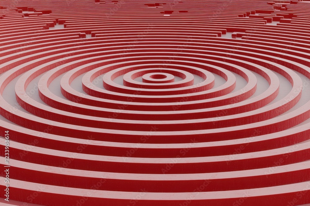 Poster dynamic abstract labyrinth patterns digital art red and white color scheme modern environment top vi