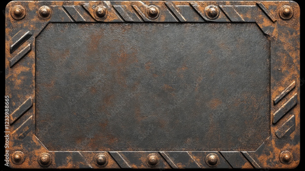 Poster corroded metal background with intricate rust and oxidation marks, leaving clean space in the center