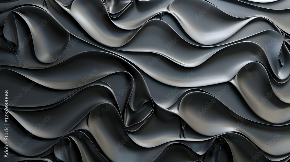 Poster abstract wavy texture in dark tones, creating a sense of depth and movement.