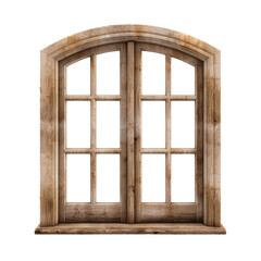 Obraz premium wooden window frame isolated on transparent white background, clipping path