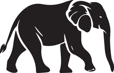 Obraz premium Elephant silhouette black and white vector icon