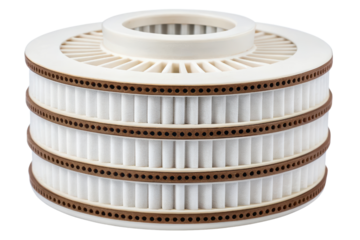 Stacked white and brown filter isolated with transparent background