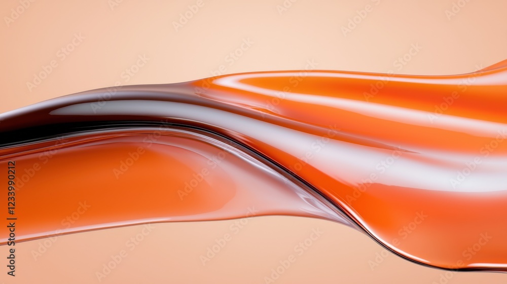 Poster dynamic flow of vivid orange liquid abstract representation studio digital art soft background close