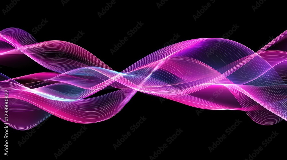 Poster dynamic futuristic digital waves forming an intricate high-tech energy pattern, creating an innovati