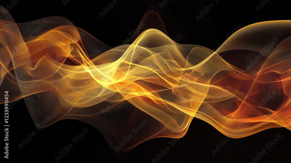 Poster dynamic futuristic digital waves forming an intricate high-tech energy pattern, creating an innovati