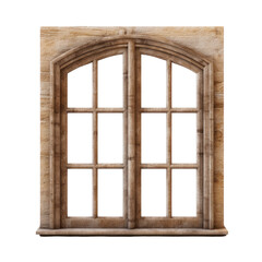 Obraz premium wooden window frame isolated on transparent white background, clipping path