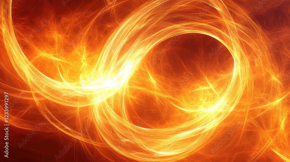 Poster futuristic glowing energy particles swirling in an abstract ai-inspired pattern, forming a dynamic i