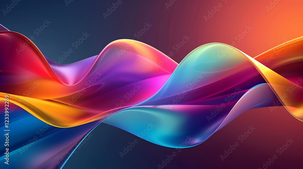 Poster a vibrant wave of colorful gradients flowing seamlessly across a dark background.