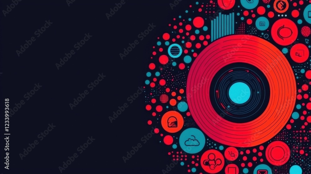 Poster vibrant abstract design with circles and elements