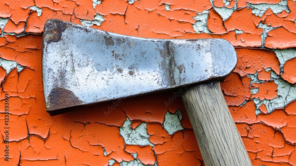Aufkleber grungy, oxidized surface with deep rust marks and peeling layers of paint, leaving ample room in the