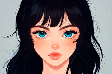 Cartoon Girl with Cute Features. Generative AI