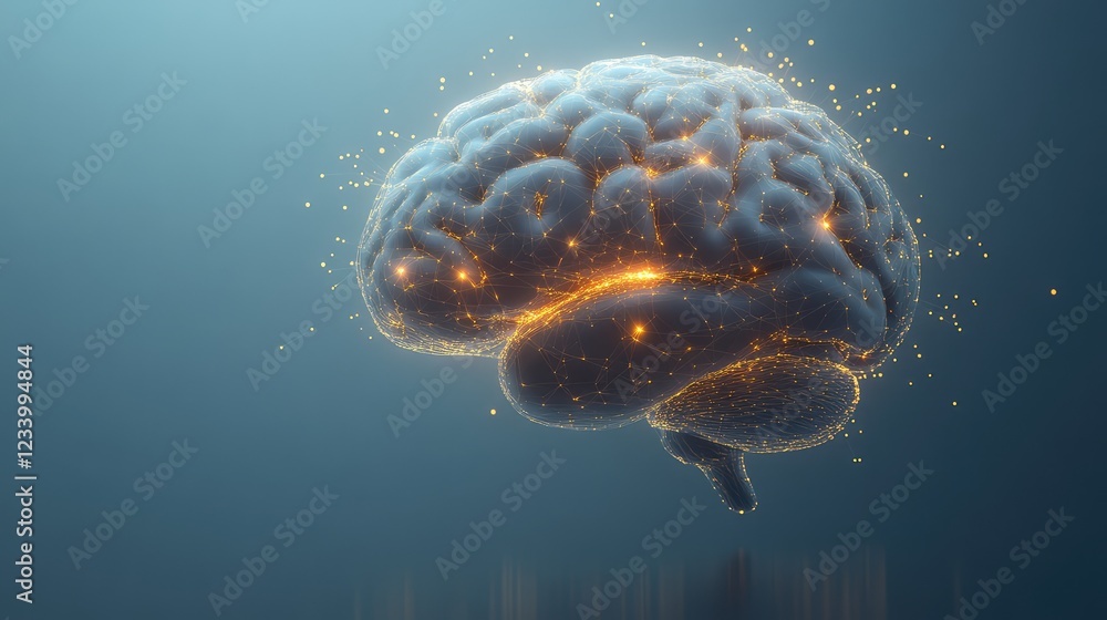 Poster holographic ai interface with floating digital neural networks, glowing analytics, and a high-tech i