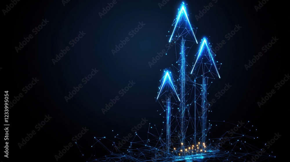 Poster futuristic skyscraper with interconnected lines showcasing modern architecture and technology design