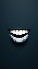 Naklejka premium A striking image featuring a bright smile emerging from a dark background, emphasizing the contrast between light and shadow.