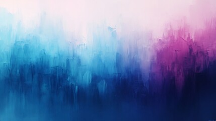 Dreamlike city skyline painted in soft blues and vibrant purples evokes peaceful serenity. AI Generated