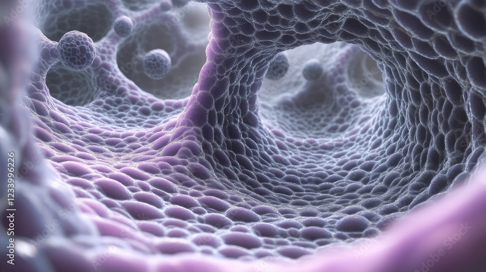 Poster molecular bonds and nanoscale structures forming a delicate web of particles, with space available f
