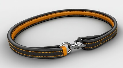 Elegant Black and Orange Leather Pet Collar with Metal Clasp