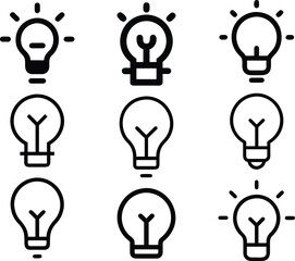 Light Bulb Vector Icons: Creative, Modern & Minimal Design for Innovation, Ideas, and Tech Aesthetic.