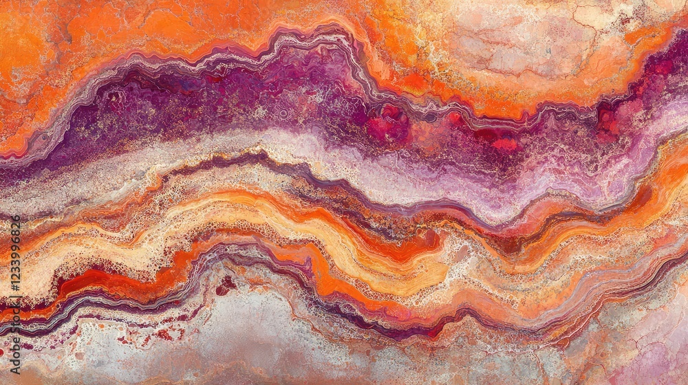 Poster natural rust patterns on an old metallic surface with orange and red streaks of oxidation, providing