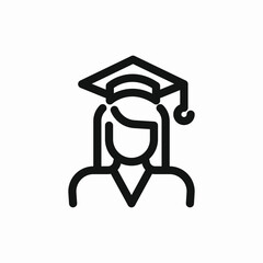 female graduate education cap icon vector sign