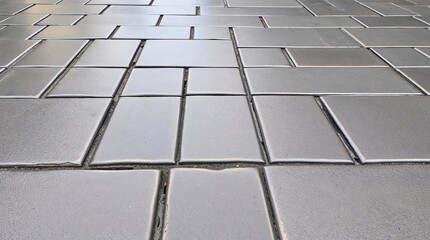 Close-up of modern pavement tiles arranged in a geometric pattern

