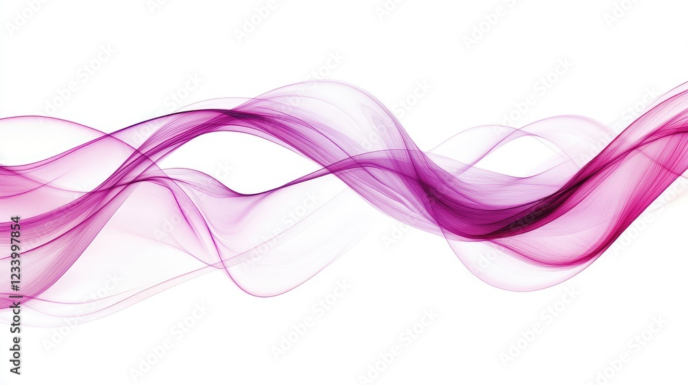 Poster organic flowing abstract waves in deep purple and magenta hues, creating a smooth and fluid texture 