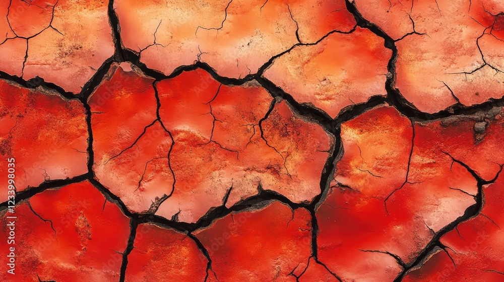 Poster red rust corrosion on old metal with visible cracks and rough patches, leaving a clean area for crea