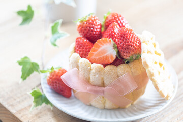 苺のシャルロットケーキ