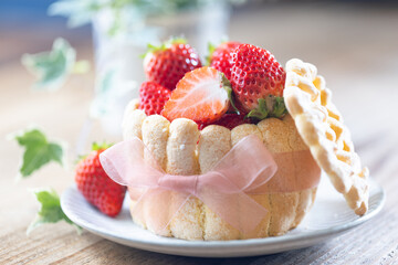 苺のシャルロットケーキ