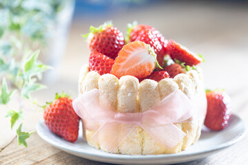 苺のシャルロットケーキ