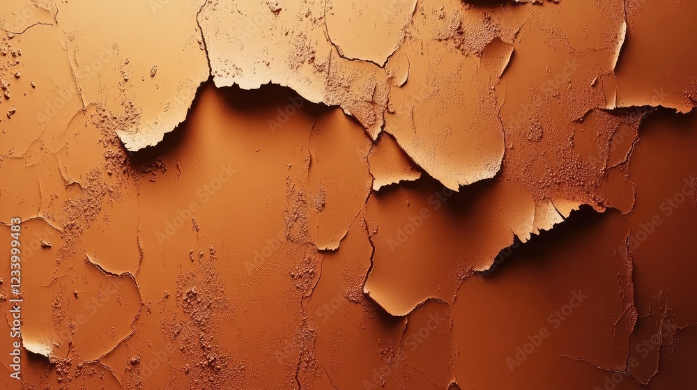 Poster rusty metallic background with peeling layers of rust and corrosion, smooth gradient towards the cen