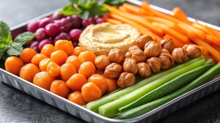 Healthy Veggie Tray: Hummus, Carrots, & More!