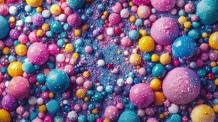 A Colorful Delight: An Abstract Masterpiece of Gummy Balls and Sprinkles