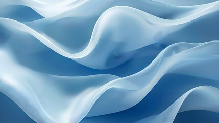 Fototapeta premium A flowing, translucent fabric creating soft waves in shades of blue.